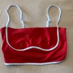 ALO Yoga Red and White Crop Top S